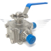 3Inch OD 3 WAY T PORT SANITARY BALL VALVE 316 - DIRECT MOUNT